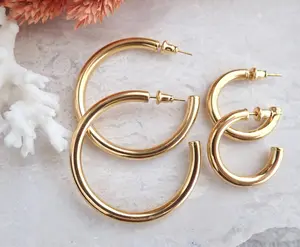 Huron Waterproof Gold Hoop Earrings