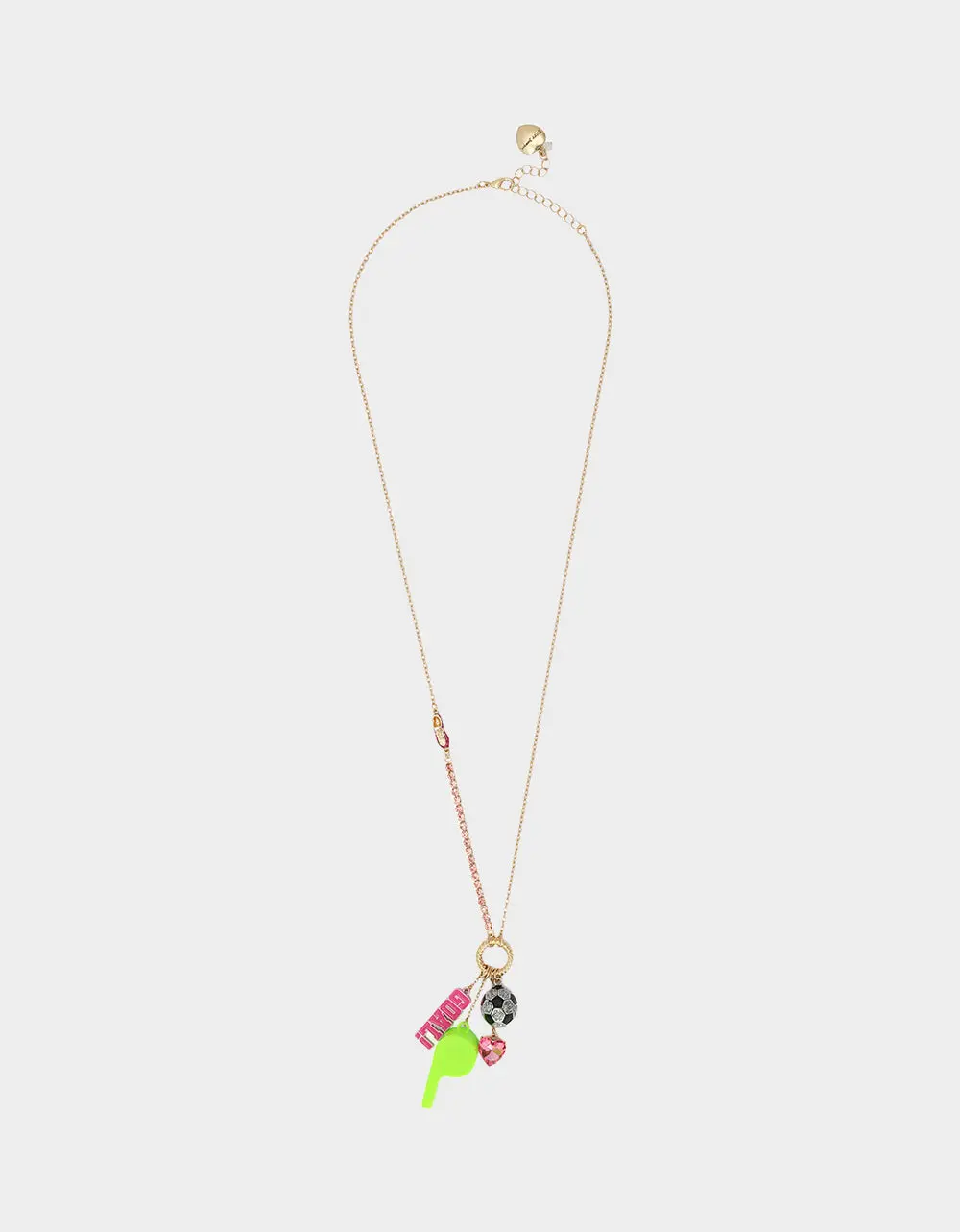 SOCCER CHARM LONG PENDANT NECKLACE PINK