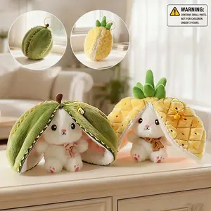 15cm/5.9in Adorable Deformable Bunny Plush Toy | Fruit Bunny Keychain, Pineapple Durian Persimmon Strawberry Fluffy Rabbit Pendant, Cute Soft Backpack Accessories, Kawaii Soothing Doll Charm, Ideal Gift for Birthday, Holiday & Daily Wear