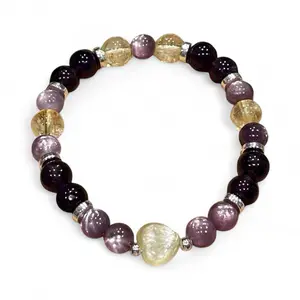 Yellow Mica, Purple Mica, Amethyst, and Citrine Bracelet