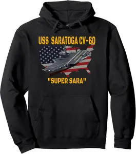 Aircraft Carrier USS Saratoga CV-60 Veterans Day Fathers Day Pullover Hoodie
