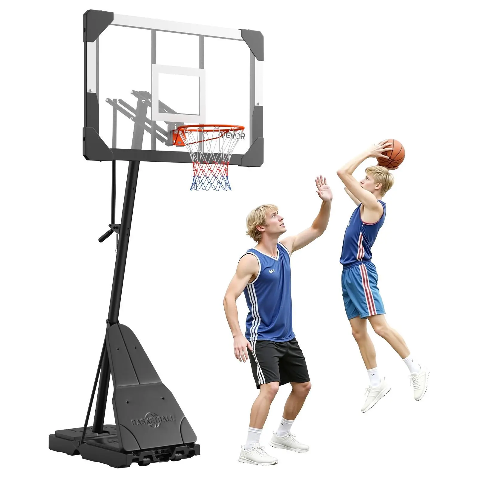 VEVOR Portable Basketball Stand, 8.04 to 10 ft Height Adjustment Basketball Hoop & Goal, Basketballs Hoop Outdoor with 44 inch PC Backboard for Kids, Adults in Schools, Parks, Indoor & Outdoor Use#BackToSchool