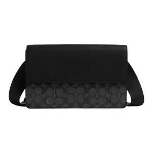 COACH TurnerFlap 25 Crossbody Bag in Coated Canvas with Leather Trim and Monogram Print for Men in Bronze Color