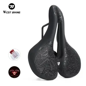 WEST BIKING MTB Bike Saddle. Hollow Breathable Seat Cushion, Widened PU Leather Surface Shock Absorption Bicycle Saddle