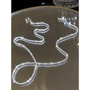 Sparkling Glitter Chain Necklace, Elegant Minimalist Women's Jewelry 2026, Dainty Layering Necklace for Party, Daily & Back to School, Trendy All-Match Accessory & Perfect Anniversary Gift