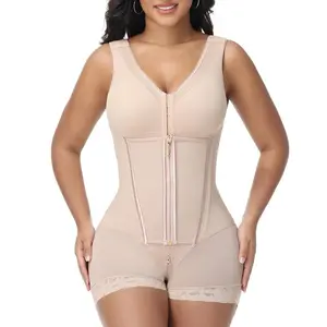 ChicCurve Women's Full Body Shaper High Compression Tummy Control Bodysuit Seamless V-Neck Fajas with Zipper Hook Closure Butt Lifting Shapewear for Daily Wear Fashion Womenswear