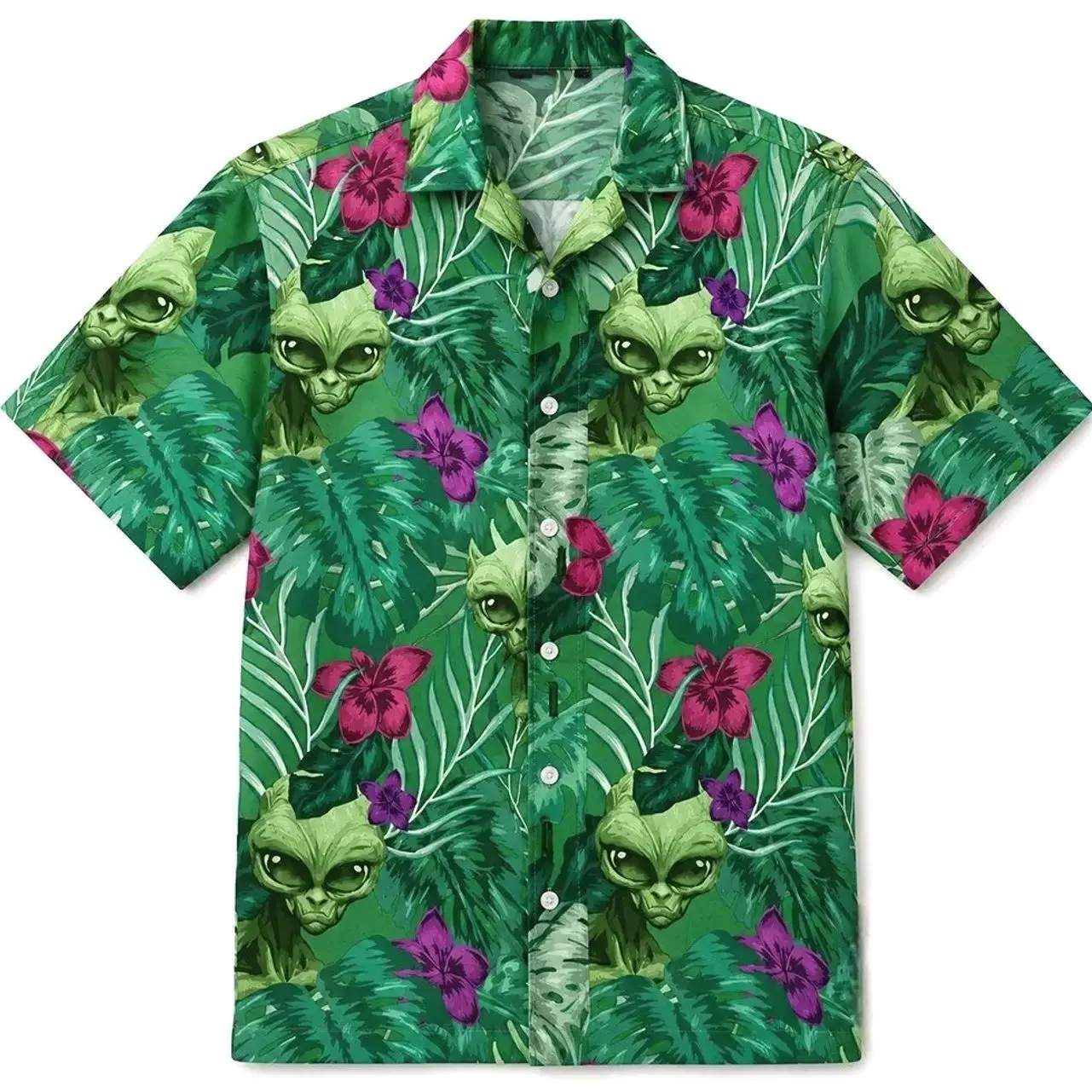 Cal Hampton Alien Tropical Hawaiian Shirt - GTA 6 Grand Theft Auto VI Breathable Casual Beach Button-Down for Summer Vacation & Parties - Sizes S to 5XL, Multicolor - SummerVibes - TikTokFashion
