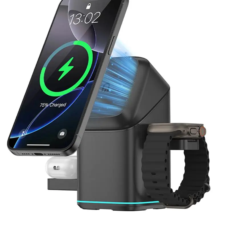 3 in 1 Wireless Charger, Magnetic Charging Design, Fast Charging Dock, Fast Charging Station, Touch Pop-Up Charging Station for iPhone iWatch AirPods, Magsafe Portable Charger, Magnetic iWatch Charger
