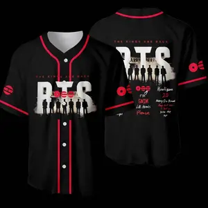 The Kings Are Back 2026 Black Baseball Jersey, Kpop Music Group Apparel For Fans, Concert Tour Merch, Korean Boy Band Fan Gift Idea