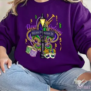 Explore Our Vibrant T-Shirt Collection Bourbon Street, NOLA , Beads, Carnival Fun! Sweatshirt