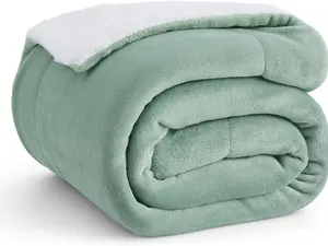 GentleSoft Sherpa Fleece Throw Blanket for Couch - Thick and Warm, Soft Fuzzy Plush Throw Blanket for Winter, Sage Green, 50x60 Inches