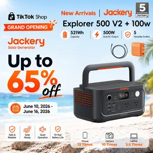 [Opening Ceremony]  Jackery Explorer 500 v2 Portable Power Station and 102W Fast Charger, 512Wh LiFePO4 Battery, 500W AC/1000W Peak, Solar Generator for Camping, Outdoors, and Power Outages