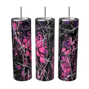 Girls Like Camo Too 20oz Stainless Steel Tumbler with Lid - Reusable, Washable, High Quality, Hot & Cold Insulated, Do Not Microwave