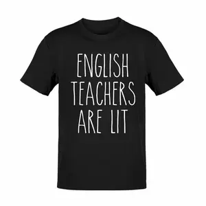 Tawny English Teacher Are Lit Unisex Soft Cotton T-Shirt S-3XL Back to School Funny Inspirational Letter Print Graphic Tees ELA Teacher Gift Tops