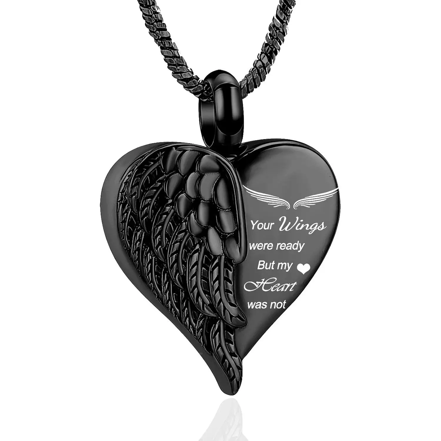 Love Heart Urn Necklace for Ashes Keepsake Memorial Cremation Jewelry Stainless Steel Angel Wing Heart Urn Locket Ashes Holder Memorial Urn Jewelry for Human/Pet Ashes
