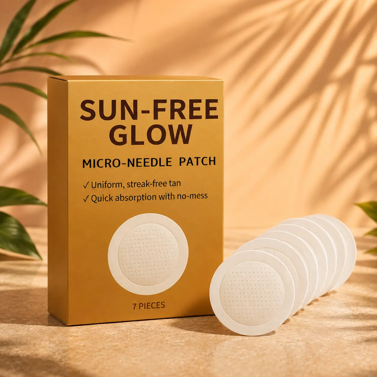 Sun-Free Glow Tanning Patches, 7-Count Easy-to-Use Body Patches for a Natural-Looking Bronzed Glow, Lightweight and Travel-Friendly