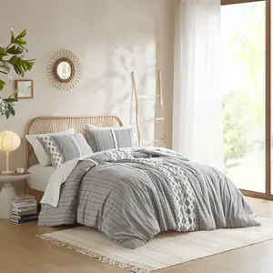 Cotton Printed Comforter Set with Chenille