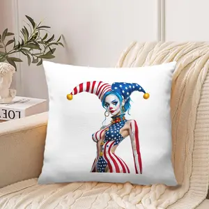 LuoYiJia Throw Pillow Covers with A female clown character in a dark circus style with an American flag theme Decorative Cushion Covers, Perfect to Rustic Decoration Gift Farmhouse Sofa Couch Bed Decor Living Room Sofa Farmhouse Decor