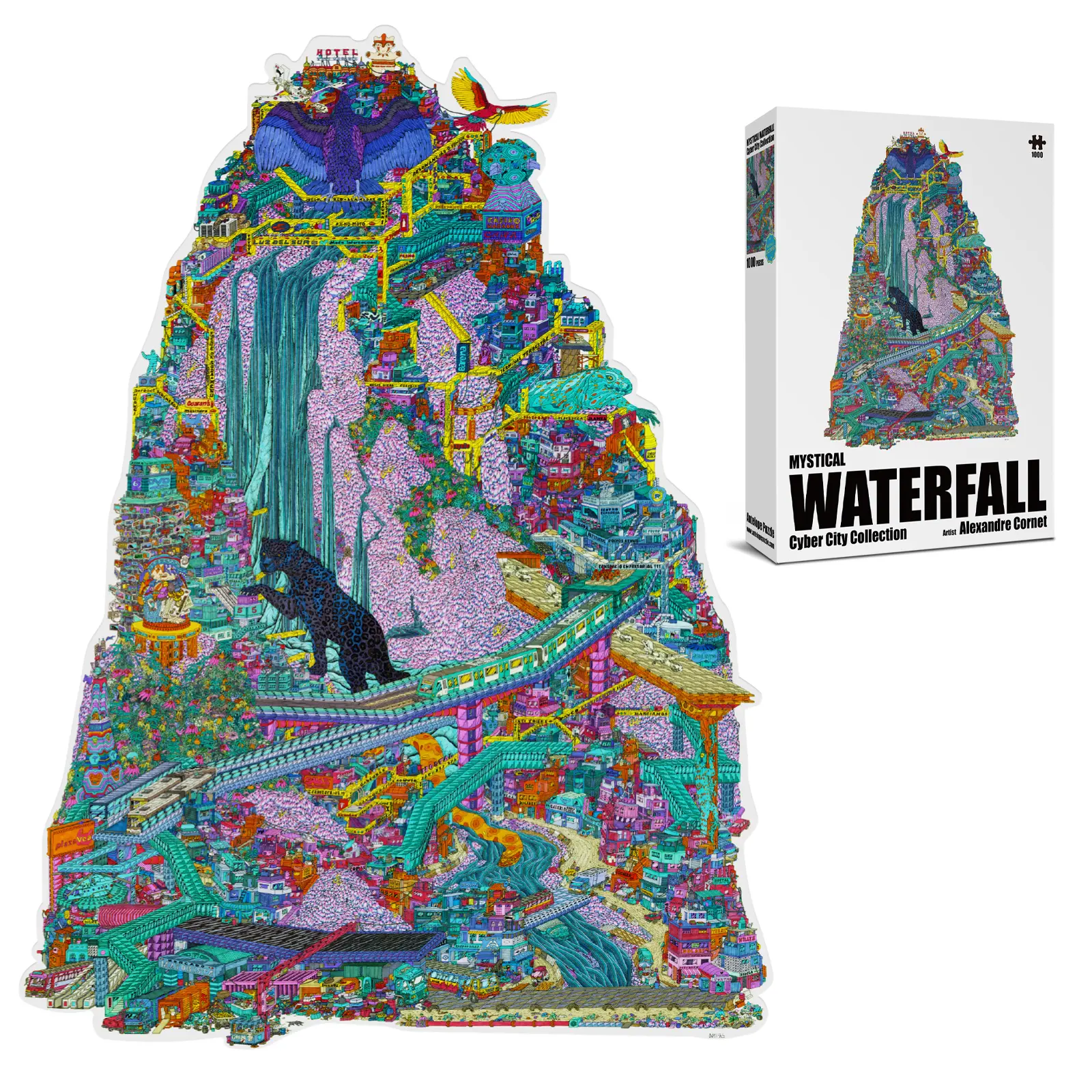 Antelope Puzzle The Mystical Waterfall Cyber City 1000 Piece Jigsaw Puzzle