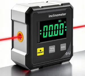 Digital Inclinometer with Dual Laser, 360° Magnetic Digital Level Box, High Precision Angle Finder & Slope Gauge for Woodworking, Construction, DIY Projects, 0.01° Resolution
