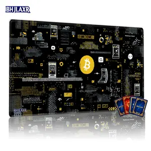 Bitcoin Pixel Art Crypto MTG TCG Playmat Mouse Pad, 12x24inch Game Mat for Trading Card Games, Table Mat for Digital Finance & Blockchain Enthusiasts, Great Gift