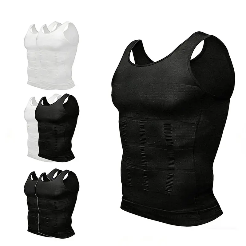 Men Solid Compression Vest, Tummy Control Shaping Vest,Men Sleeveless Shirt Shapewear,Men T-Shirt Sport Vest,Men Breathable Round Neck Compression Tank Top Men Shirt