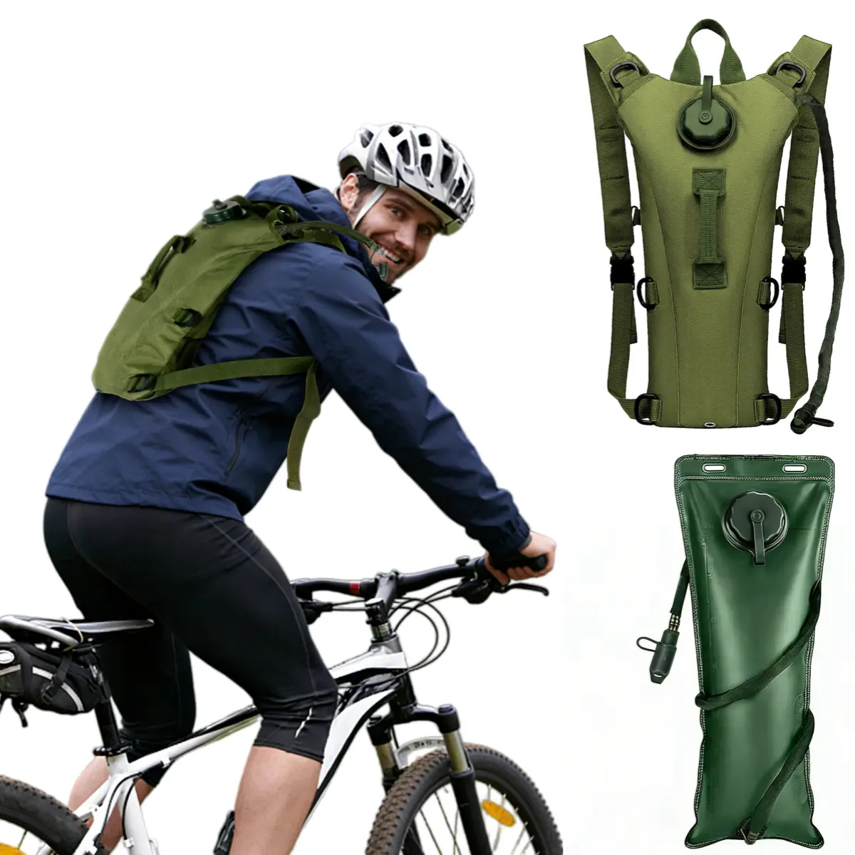 Hydration Backpack with 3L Water Bladder,Lightweight Breathable Hiking Pack,Adjustable Straps Comfortable Hiking Backpack,Leakproof Water Bag for Cycling,Camping,Running,Hiking,Outdoor Sports