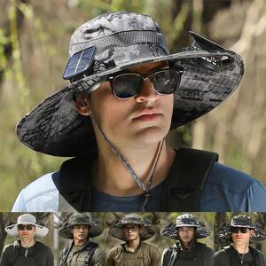 Solar Fan Outdoor Fishing Cap-Solar Sun Protection Sun Hat with 2 One Fan Solar Fan Cap Outdoor Fan