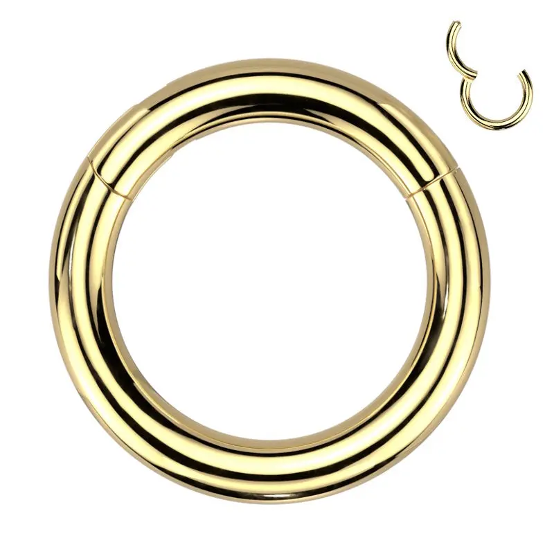 6 Gauge 316L Surgical Steel Gold Plated Segment Ring For Stretched Septum Piercings