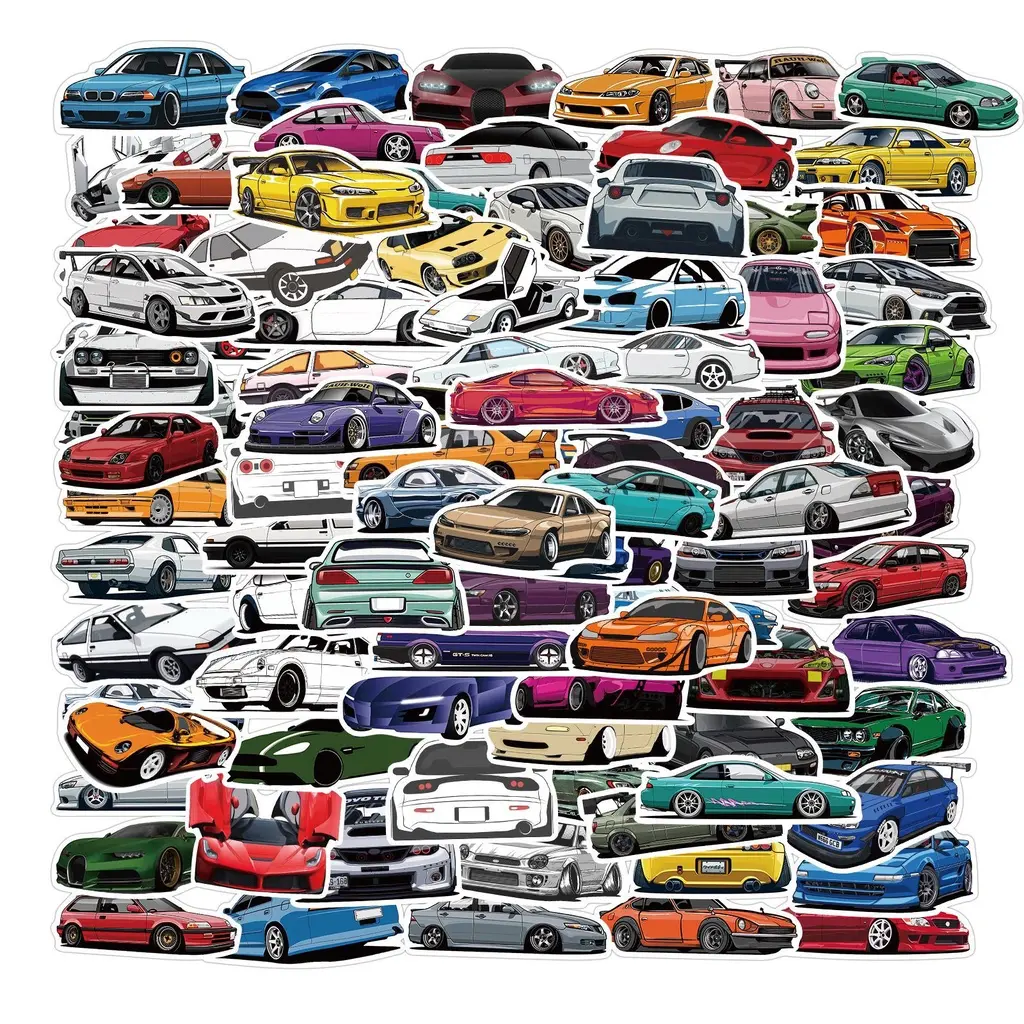 100/50PCS JDM Cars Stickers For Kids Toy Bicycle Motorcycle Skateboard Laptop Waterproof DIY Decals Automobile Decals Car Decorative Sticker Automotive Decals