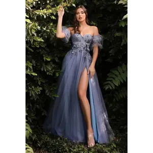 La Divine CB080 Detachable Off-the-shoulder Sleeves Tulle Gown