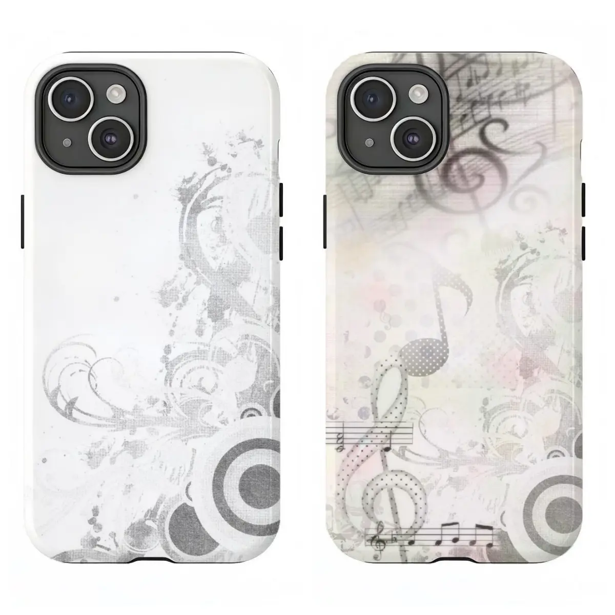 Vintage Aesthetic Music Note Collage Phone Case, Monochrome & Pastel Musical Art Protective Cover for iPhone 17 Pro Max,16,15,14,13,12,11 for Samsung S21,S22,S23,S24,S25,S26, Ideal Gift
