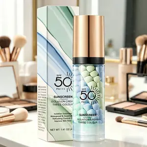 SPF 50+ PA+++ 3-in-1 Sunscreen Isolation Cream, Color Corrector Face Primer, Pre-Makeup Base for Oil Control, Moisturizing & Pore-Blurring, Luminous Even Skin Tone
