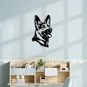 CIFbuy Metal German Shepherd Dog Wall Art, Artistic Modern Minimalist Design Pet Portrait Decor for Living Room Bedroom