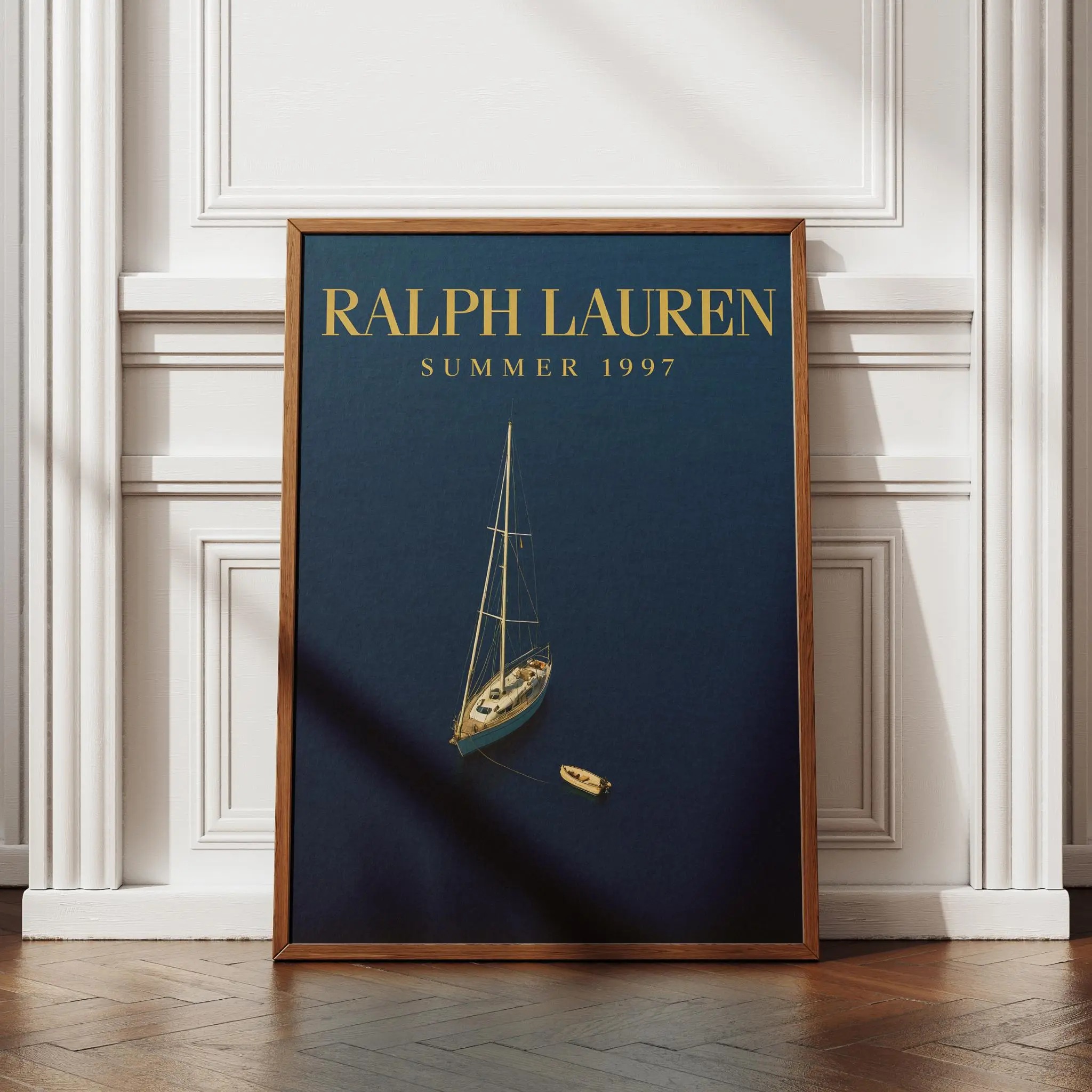[Sale Up To 50%][No frame, Free Ship] Luxury Sailboat Wall Art Print, Nautical Old Money Poster, Coastal Navy Decor