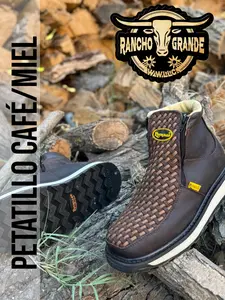 Zapato Botin Petatillo Brown/Tan Double Density Black Sole Oil Resistant