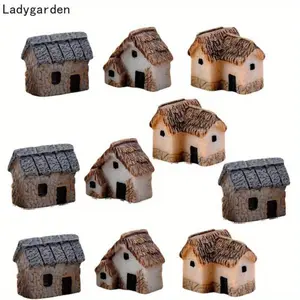 Mini Resin House Statue, Perfect for Dollhouse Decoration, DIY Fairy Garden, Bonsai & Succulent Decor, Glass Flowerpot Decoration, Creative Gift