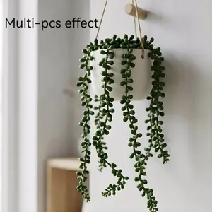 3pcs Artificial Pearl String Pothos, Realistic Tear-Shaped Succulent Vine, Lifelike Plant Vines for Wall, Room, Garden, Wedding Decor