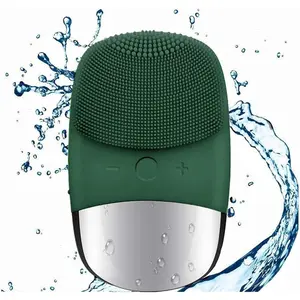 Facial Cleansing Brush,USB Rechargeble Electric Silicone Face Scrubber,IPX7 Waterproof Sonic Facial Massager, 3 in 1 face Brush for Deep Cleanning, Blackhead Remover, Exfoliating. (Green)