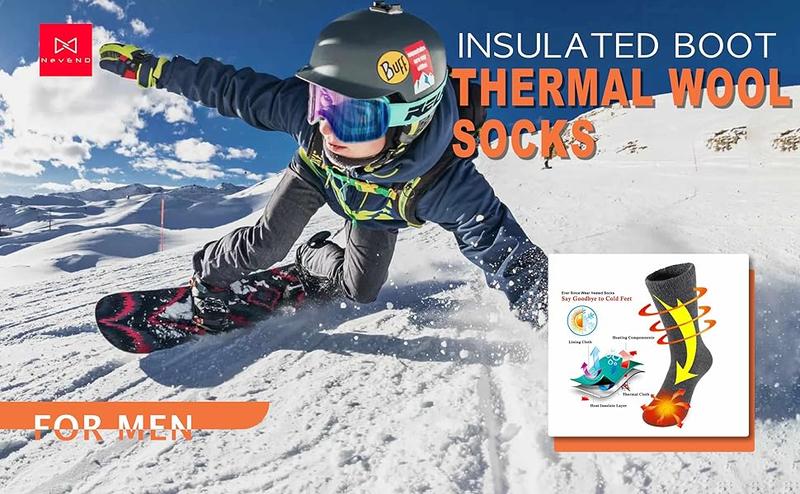 NevEND 3 Pairs Men and Women Heavy Duty Thermal Boot Socks Winter Warm Insulated Heated Cotton Wool Work Crew Thick Warm Socks 5-10 Menswear Underwear Bestie Tropical