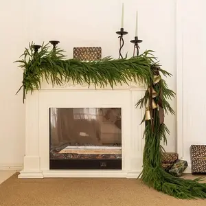 Lifelike Norfolk Pine Garland, 72 Inch Realistic Faux Christmas Wreath, Indoor Outdoor Holiday Decor, Fireplace Mantle Display