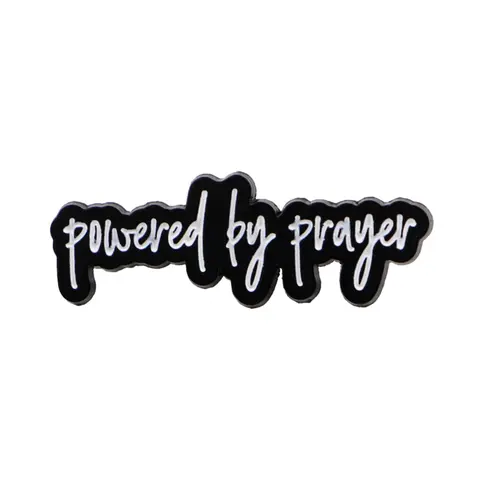 "powered by Prayer" Personalized Quote Brooch, Lapel Brooch, Lapel Pin, Brooch Pins, Stylish Accessories for Men and Women, Perfect Gift for Friends and Colleagues, Fashion Accessory