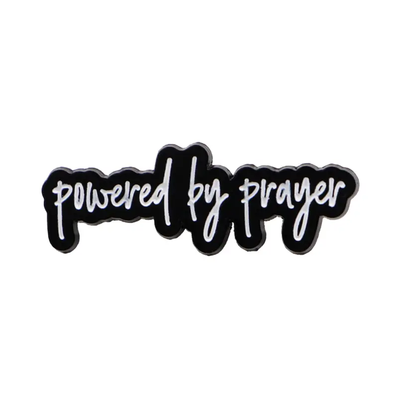 "powered by Prayer" Personalized Quote Brooch, Lapel Brooch, Lapel Pin, Brooch Pins, Stylish Accessories for Men and Women, Perfect Gift for Friends and Colleagues, Fashion Accessory