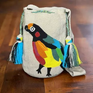 Wayuu Crochet Bag - Luxury Handmade Shoulder Purse in Vibrant Cotton Thread with Wide Liner & Internal Pocket for Personal Use