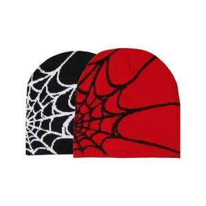 Unisex Y2K Spider Web Beanie – Street Style Knit Hat for Fall & Winter, Trendy Cool Fashion Hat, Everyday Outfit Accessory for Men & Women