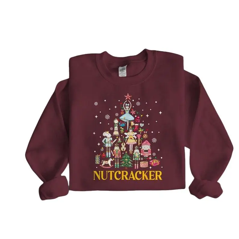 Nutcracker Squad Tree Christmas Sweatshirt, Nutcracker Ballet Shirt, Faux Sequin, Christmas Party Sweater, Chinoiserie Nutcracker Shirt