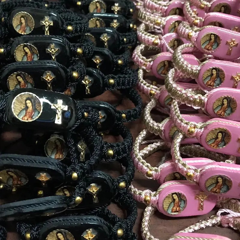 Virgen de Guadalupe and Jesucristo, pulsera tejida a mano~Handmade Bracelet!