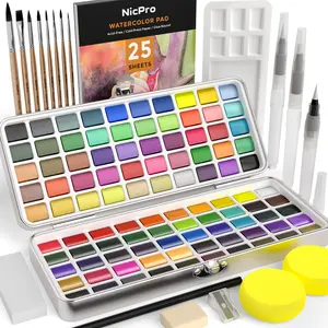 100 Colors Watercolor Paint Set include Metallic Macaron & Fluorescent, 8 Squirrel Painting Brushes, 25 Water Color Paper, Palette, Art Supplies Kit for Artist Adult Kid Beginner with Gift Box