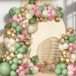 146 Pcs Bohemian Balloon Set Sage Green, Pink, White, and Gold Balloon Wreath Arch Set Perfect for Weddings, EngaSynthetic Gemstoneents, Jungle Adventures, Forest Birthday Parties Warm and Romantic Balloon Party Scene Decorations