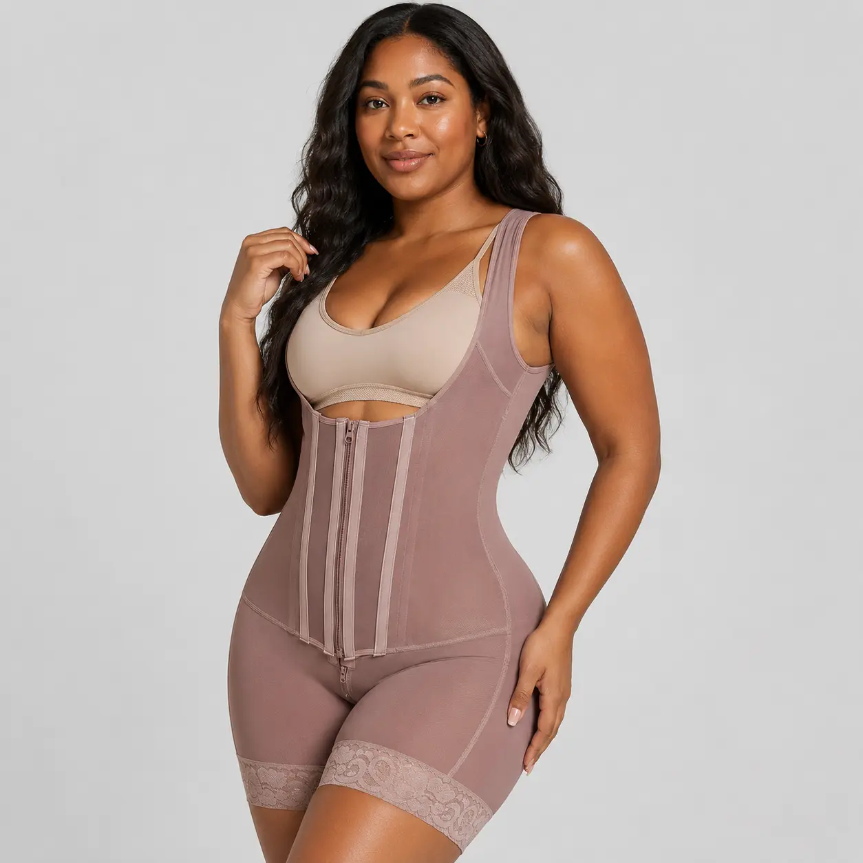 QUISHAPER Shapewear for Women Postpartum Tummy Control Body Shaper Butt Lifter Bodysuit Women's Girdles Compression Garment Lifting Faja with Zipper Crotch